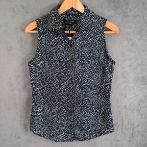 NWT Banana Republic Sleeveless Button Up Shirt  Sz 4 Blue Polka Dot New
